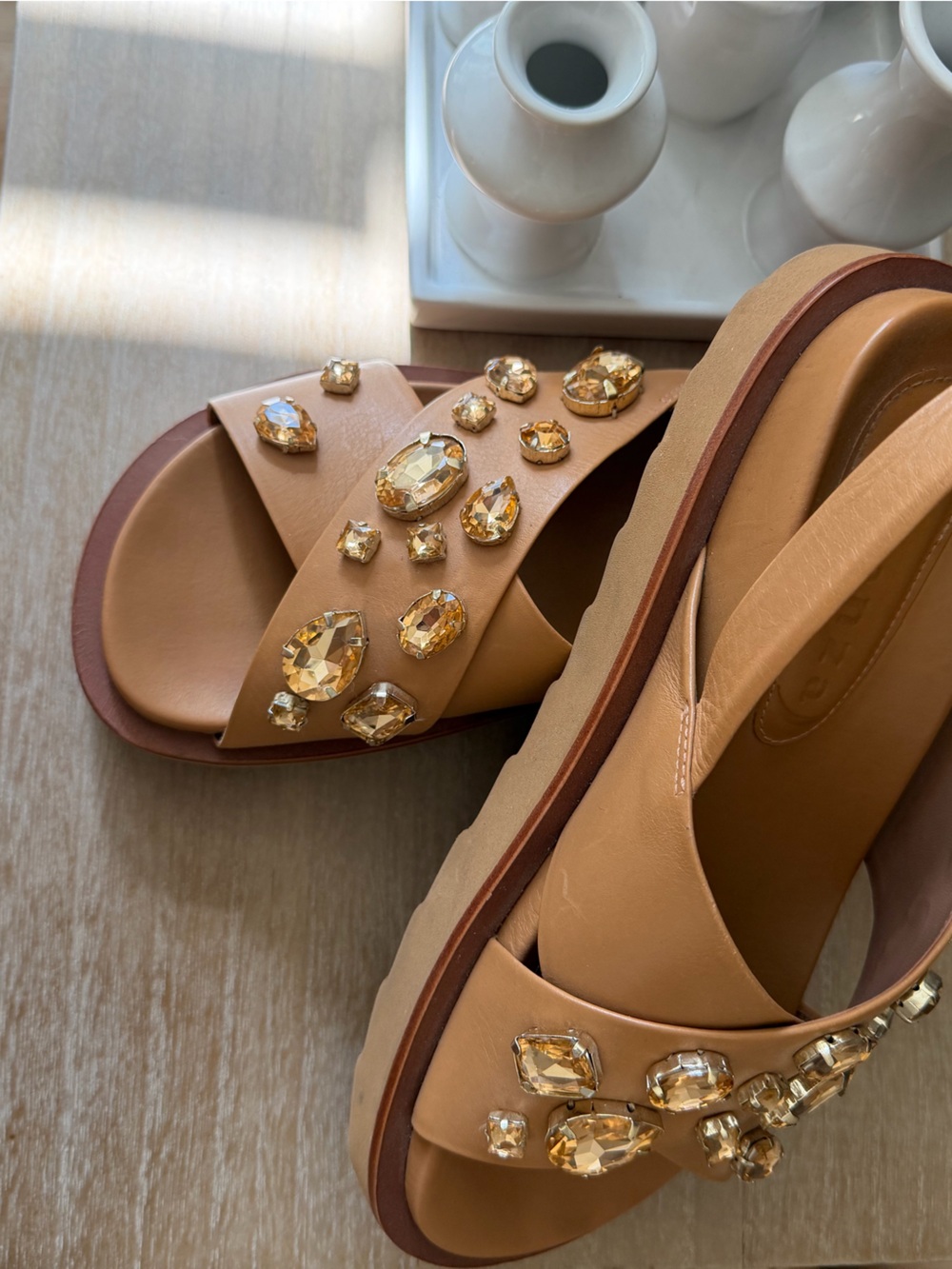 Vicenza Women’s Tan Rock Candy Slide Sandals